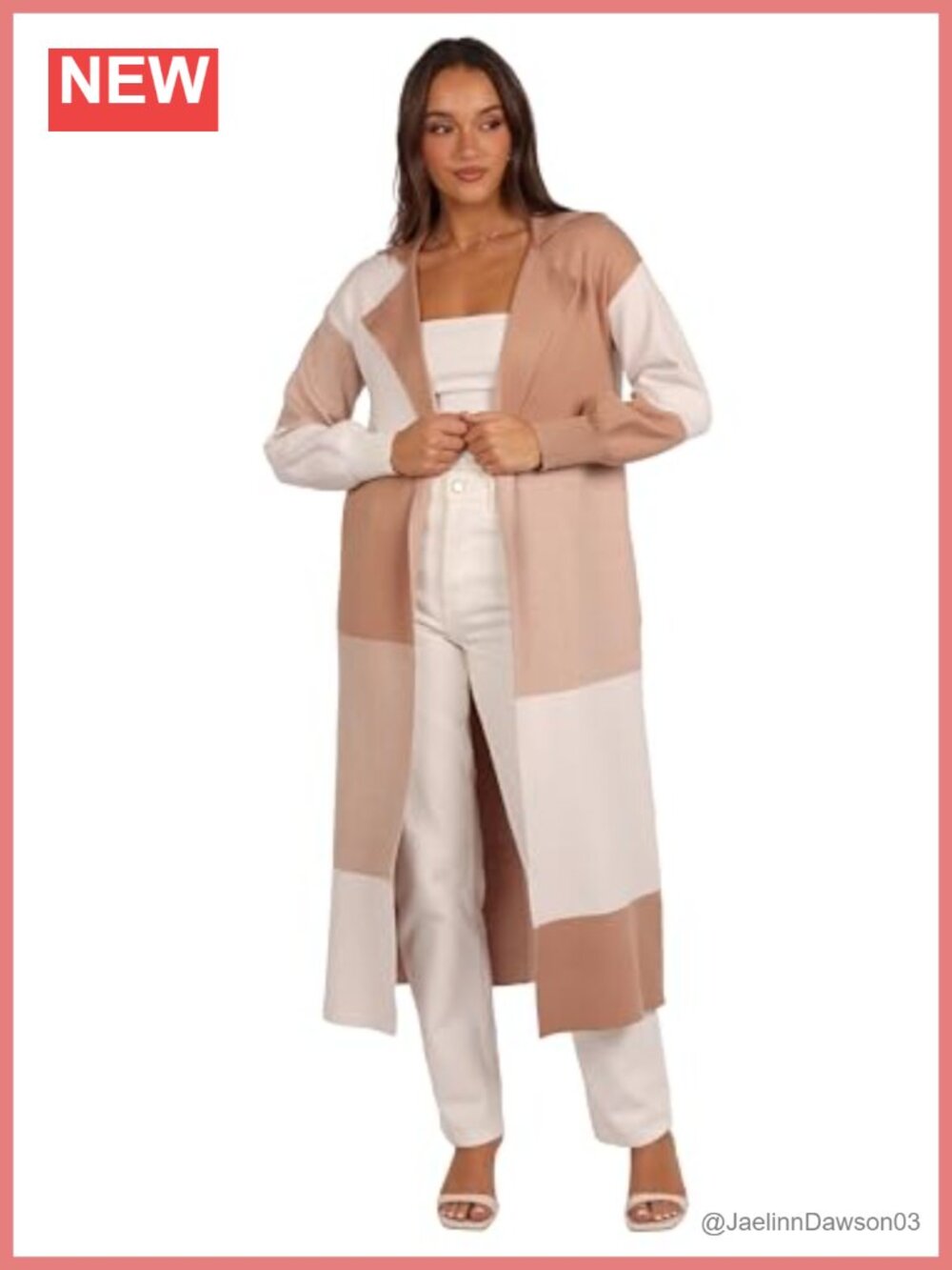 Long Check Cardigan Sweater Ribbed Cuffs Loose Fit Pull-On